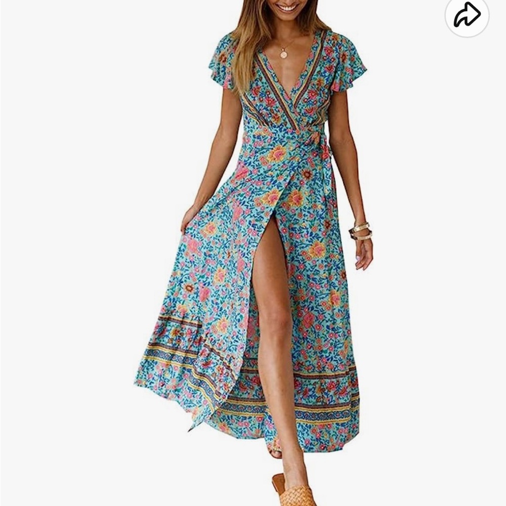 Blue summer maxi dress XL